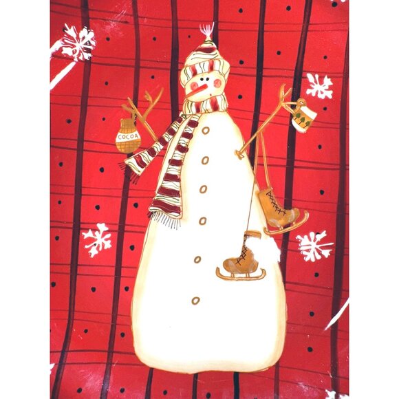 Noble Excellence Snowmates Holiday Plate Set Snowman Design Earthenware Red Gree - Picture 8 of 9